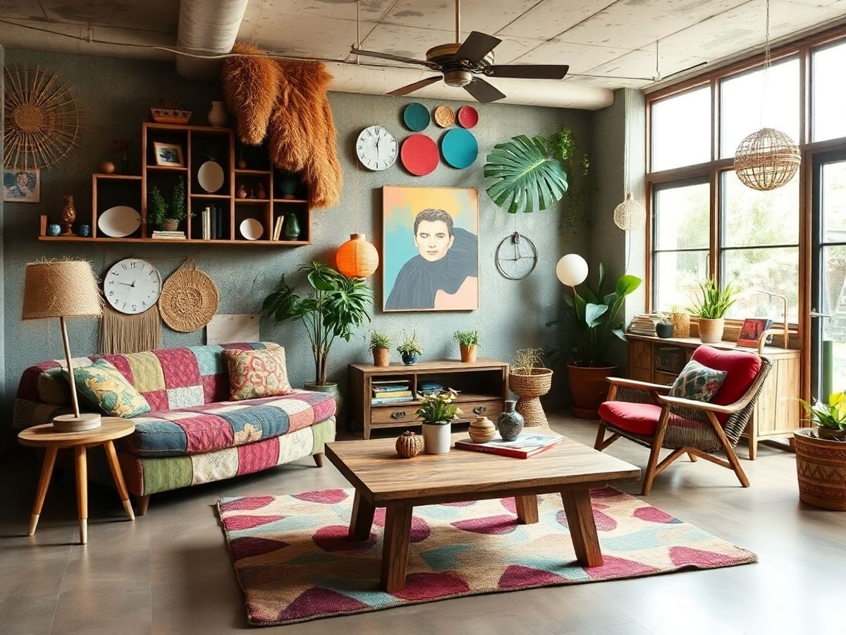 Amenajări interioare cu materiale reciclate și decor eco-prietenos.