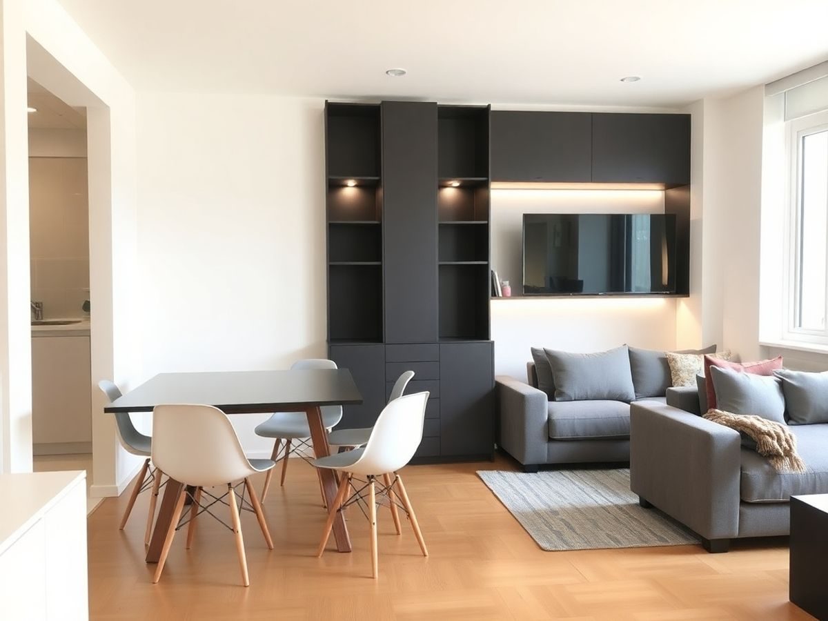 Apartament mic, spațiu eficient, design modern