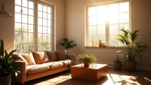 Lumină naturală într-o cameră modernă.