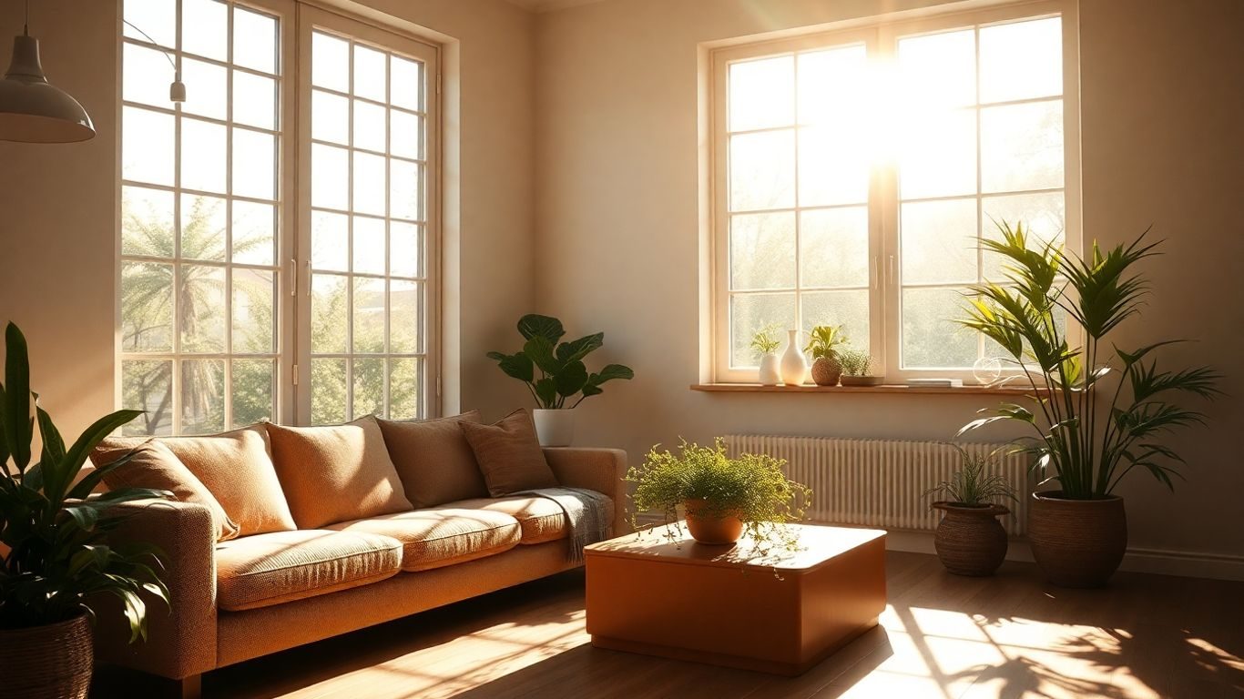 Lumină naturală într-o cameră modernă.